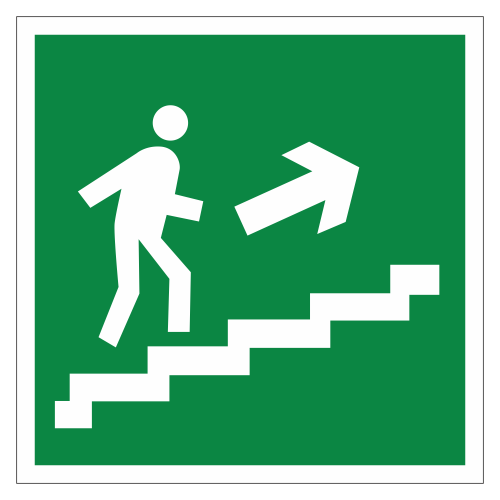 Направление к эвакуационному выходу по лестнице вверх (направо)