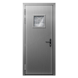 Дверь противопожарная металлическая однопольная EI-30 [880x2050 мм, без порога, с квадратным окном]