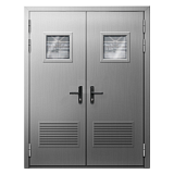 Дверь противопожарная металлическая двупольная EI 60 [1150х2050 мм, с окнами, без порога]