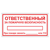 Табличка "Ответственный за ПБ"