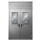 Дверь противопожарная металлическая двупольная EI 30 [1250х2050 мм, с окнами]